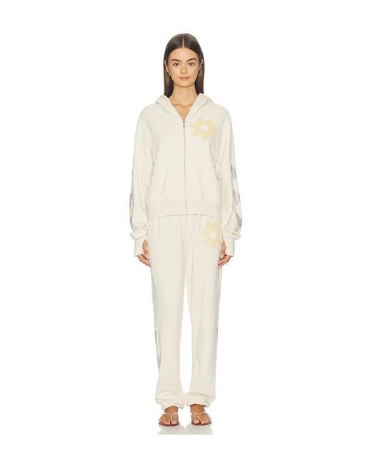 Lauren Moshi White Butterfly Daisy Sweatpant