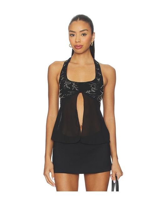 superdown Black Akilah Halter Top