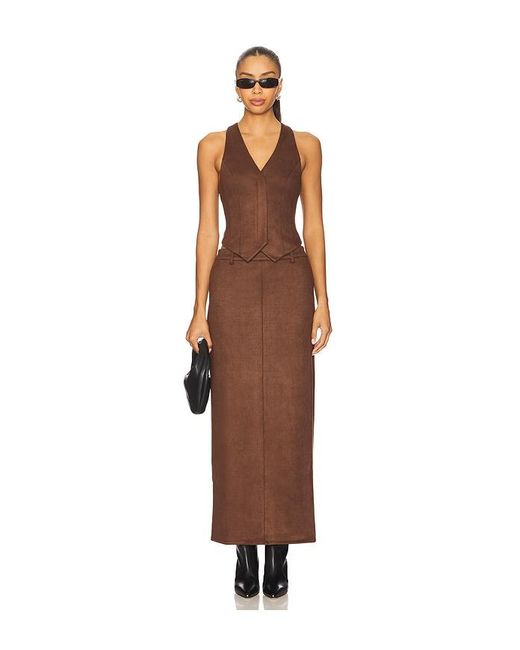 ALL THE WAYS Brown Bailey Faux Suede Skirt