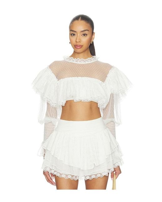 For Love & Lemons White Beckett Crop Top