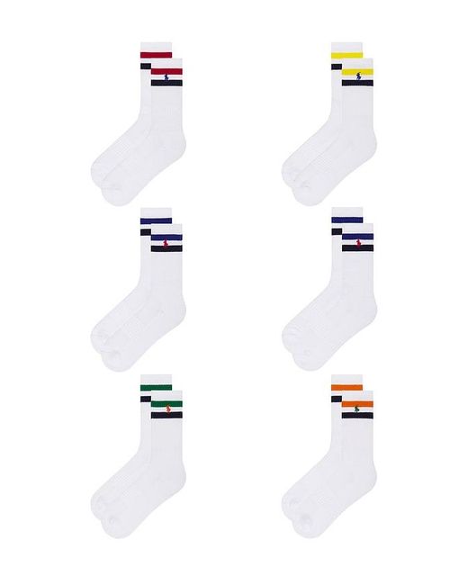 Polo Ralph Lauren White Core Stripes Crew Socks 6-Pack for men