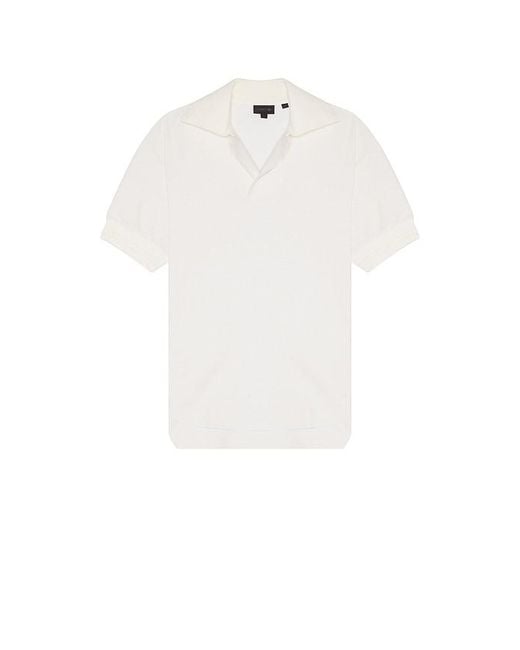 Lacoste White Runway Loose Fit Boucle Knit Polo Shirt for men