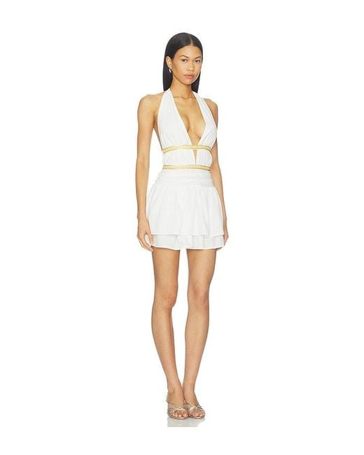 Runaway the Label White Xylia Halter Low Plunge Mini Dress