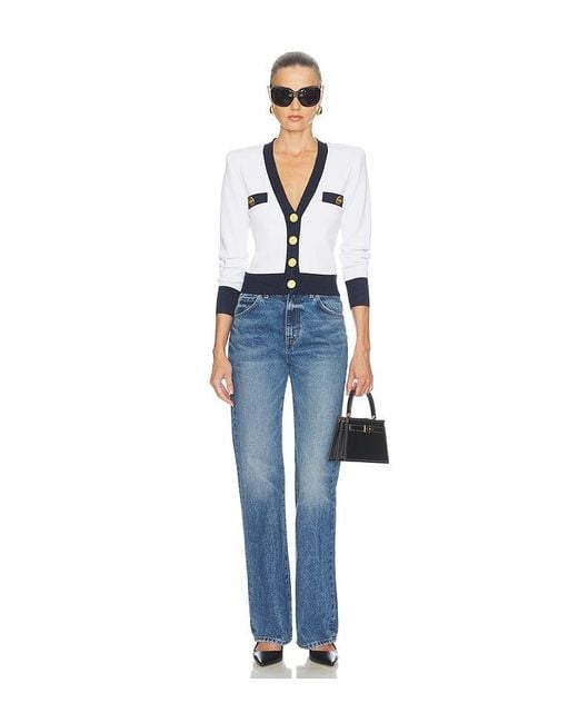 L'Agence White Taya Cropped Cardigan