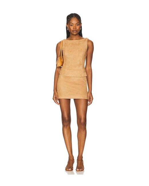 superdown Orange Aviva Faux Suede Top
