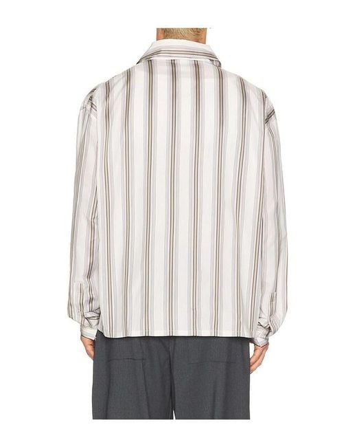 Won Hundred White Maza Stripe Shirt for men