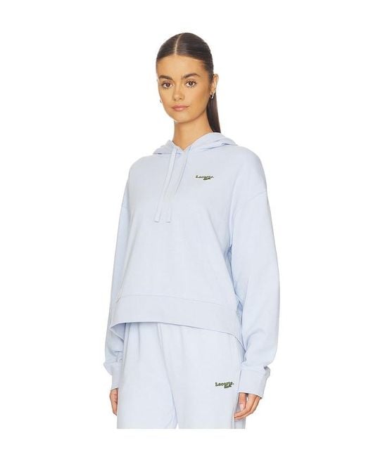 Lacoste White Oversize Fit Molleton Hoodie