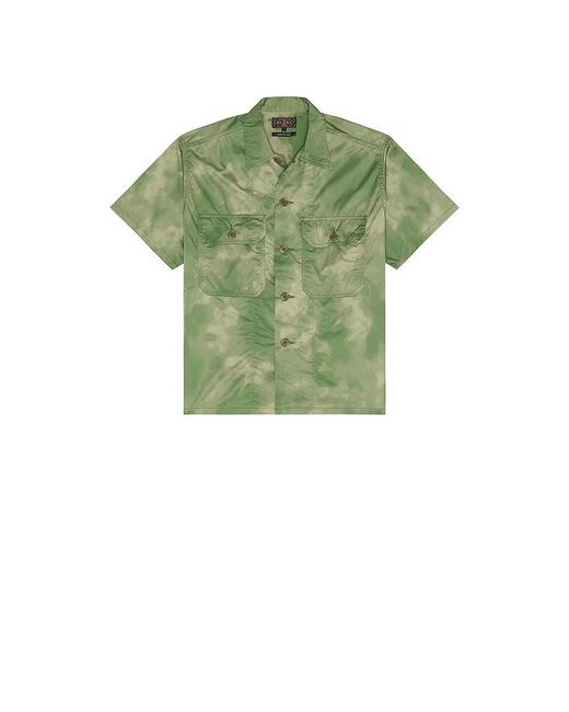 Beams Plus Green Mil-Sht Nyco Twill Pigment Print for men