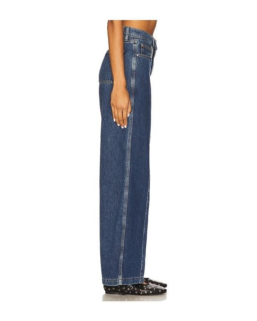 seventy + mochi Blue Two Tone Bay Wide Leg Jeans