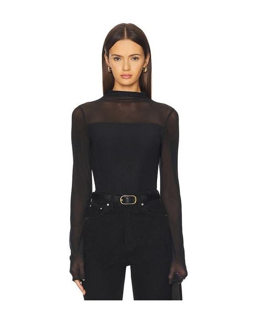 Rag & Bone Black Luca Double Layer Mock Neck Long Sleeve
