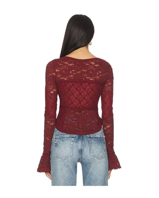 Free People Red Lace Layering Long Sleeve