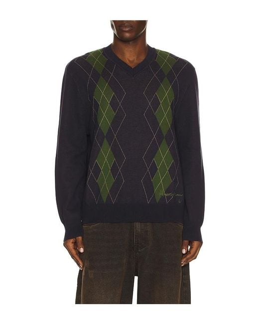 House Of Sunny Black The Argyle Sweater for men