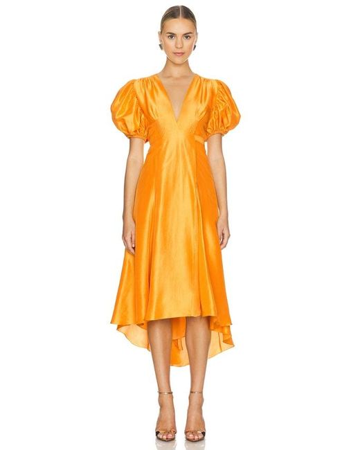 Azeeza Orange Florence Midi Dress