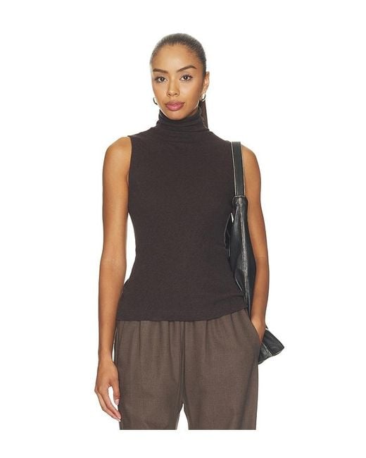 Enza Costa Brown Cashmere Jersey Shell Top