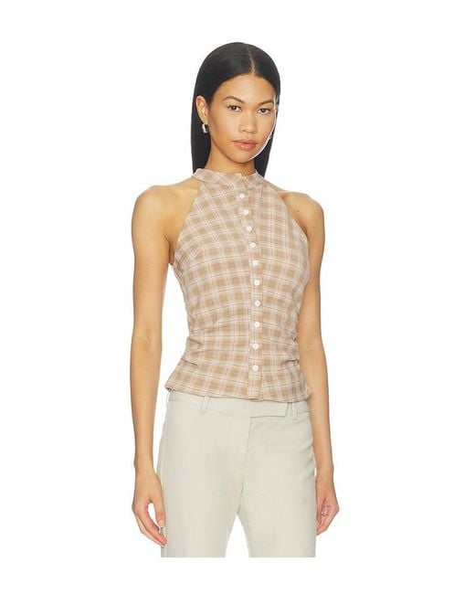ALL THE WAYS Natural Karie Button Front Top