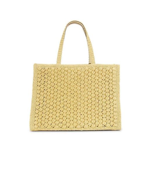 Tory Burch Yellow Ella Hand Crocheted Popcorn Stitch Large Tote Bag
