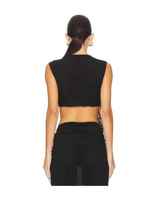 Nbd Black Mesh Floral Ruffle Top