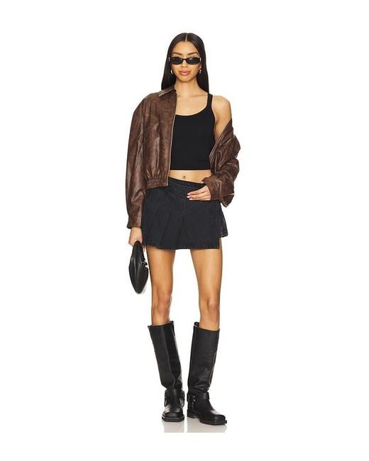 Free People Black X We The Free Stephie Denim Skort