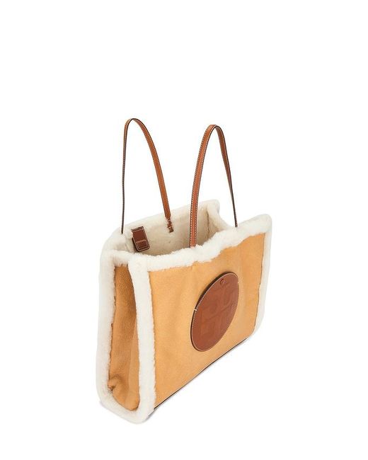 Tory Burch Orange Ella Shearling Tote