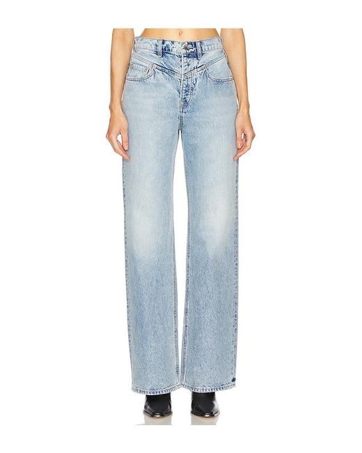 GRLFRND Blue Katya Seamed Loose Wide Leg Jeans