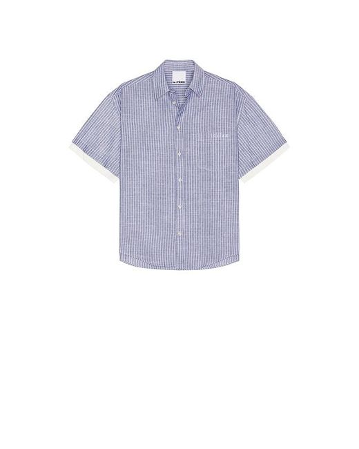 メンズ le PERE Le Pre Double Short Sleeve ボタンダウン Blue