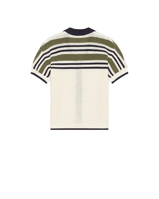Central Park West Black Striped Short Sleeve Buttondown Shirt for men