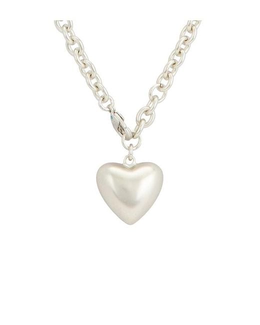 Roxanne Assoulin White Mini Puffy Heart Necklace