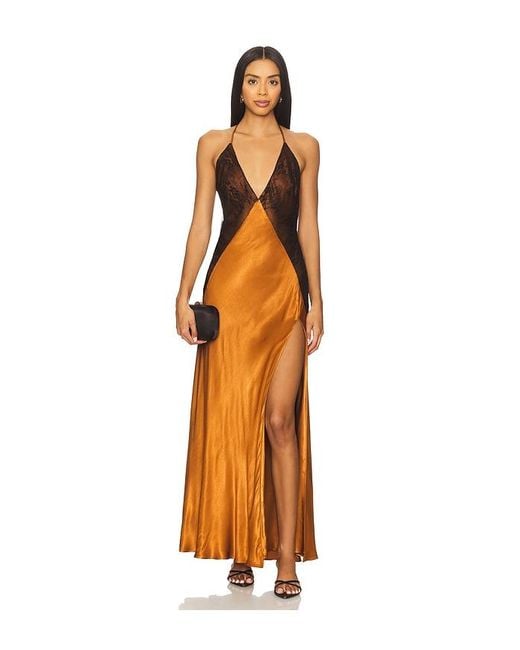 Bardot Orange Estrella Halter Maxi Dress