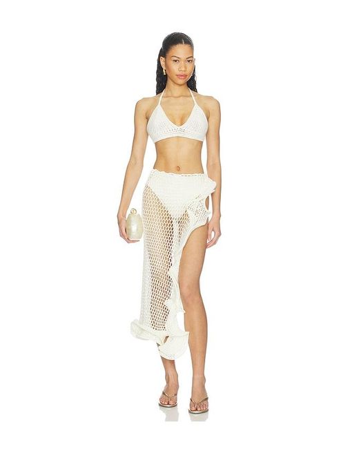 MORE TO COME White Blossom Crochet Skirt Set