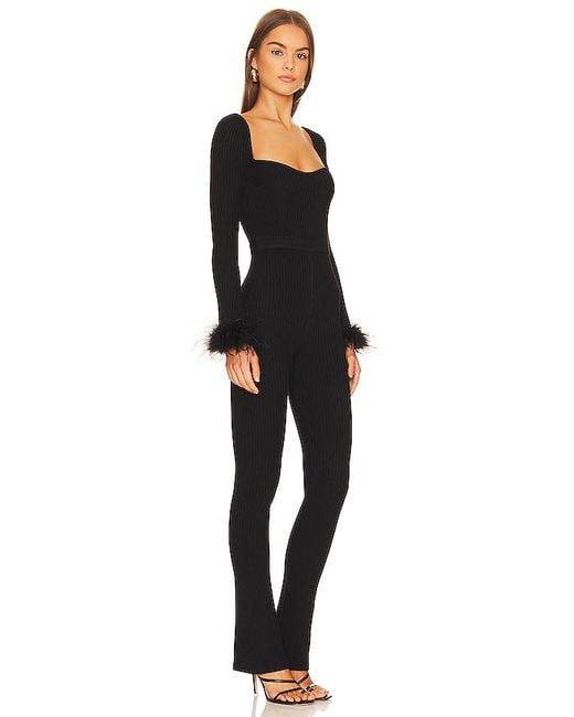 Lovers + Friends Black Evana Feather Jumpsuit