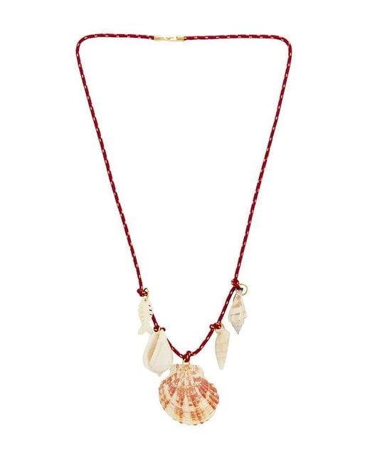 Timeless Pearly Red Shells Rope Necklace