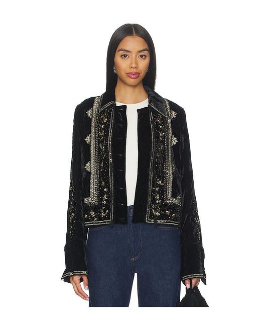 Free People Black Maxxie Embellished Velvet Jacket