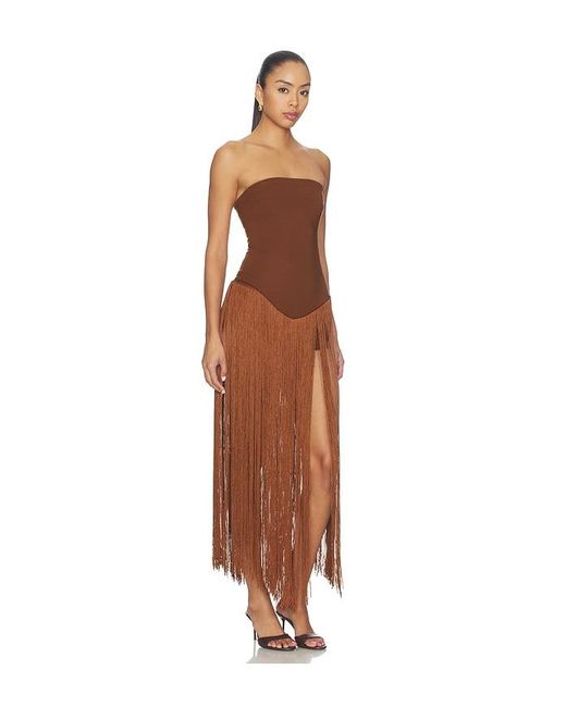 superdown Brown Tea Fringe Romper