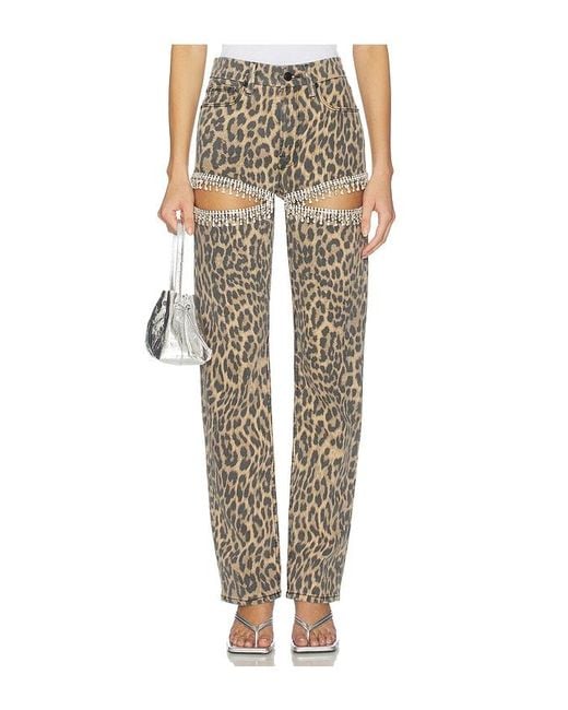 GOOD AMERICAN Natural Leopard Good Icon Straight Diamond Jeans