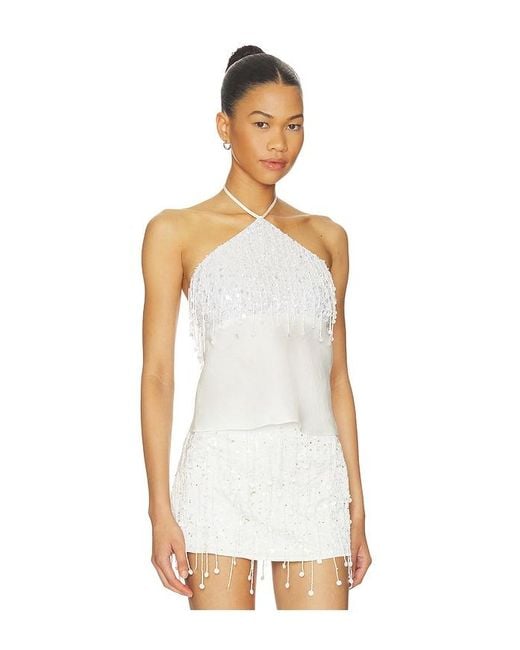 Asta Resort White Rosanna Hand Beaded Camisole