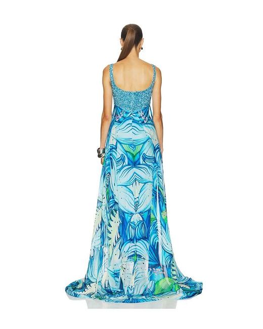 La Fuori Blue Floral Pixie Trail Dress