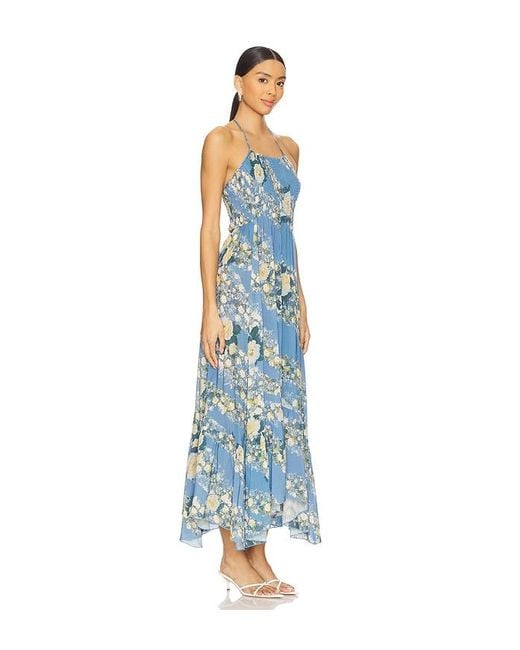 Free People Heat Wave プリントマキシドレス Blue