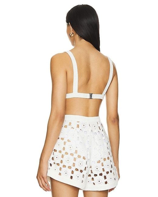 SAU LEE White Myko Crochet Bralette