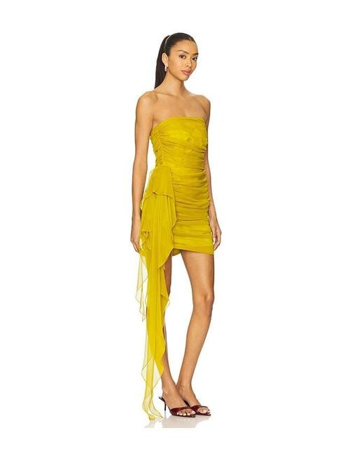 The Sei Yellow Strapless Mini Dress With Ruffle