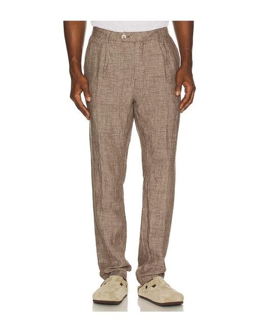 Onia Natural Linen Tapered Pleated Trouser for men