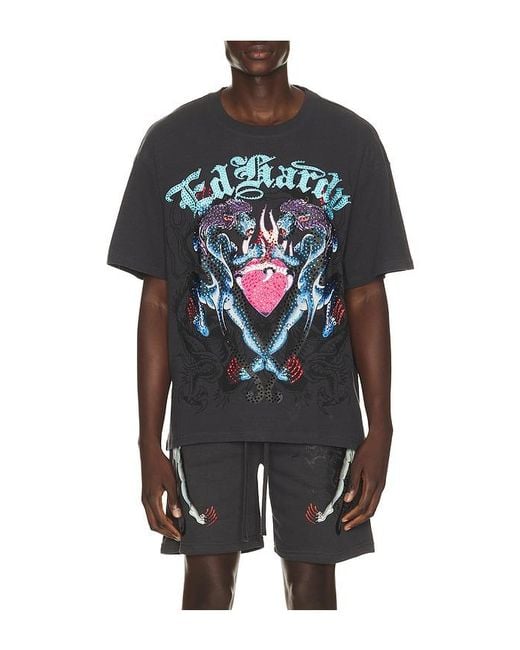 Ed Hardy Black Panteras Boxy Tee for men