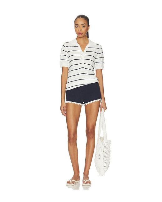 Varley White Wren Knit Polo Top