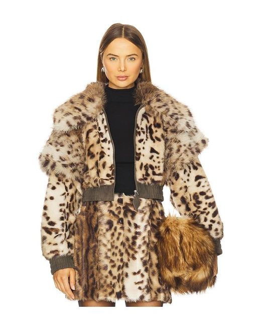 AKNVAS Multicolor Valde Faux Fur Lynx Bomber Jacket