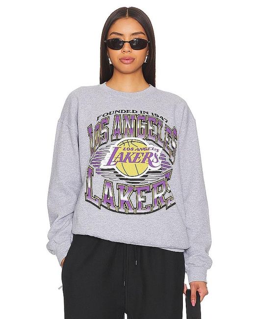 Junk Food Gray Lakers Chrome Lines Crew Sweatshirt