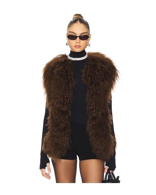 Susanna Chow Brown Dorothy Shearling Suede Vest
