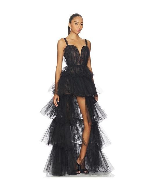 AKNVAS Blue X Revolve Alfhild Bustier Tiered Gown