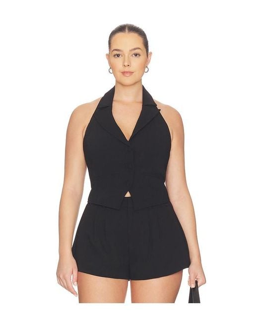 GOOD AMERICAN Blue Luxe Suiting Halter Vest