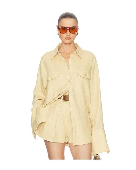 Helsa Natural Washed Linen Shirt
