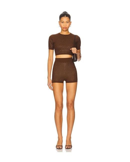 David Koma Black Rhinestone Embroidered Short