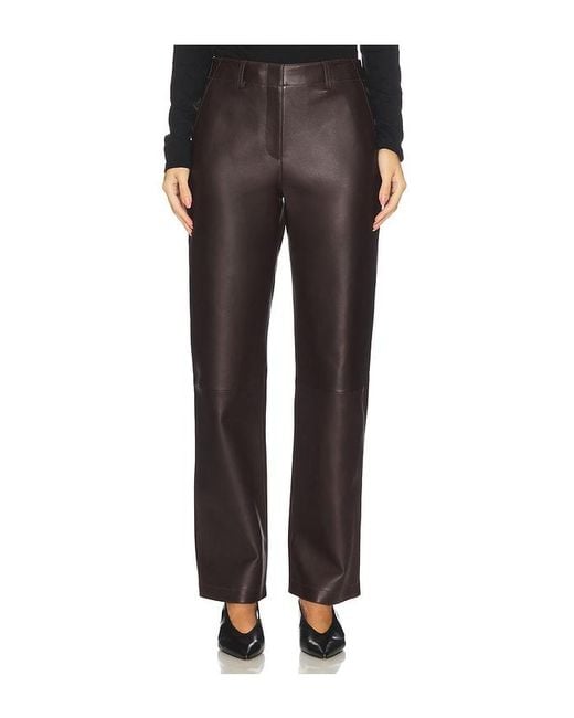 Theory Black Straight Classic Leather Pant